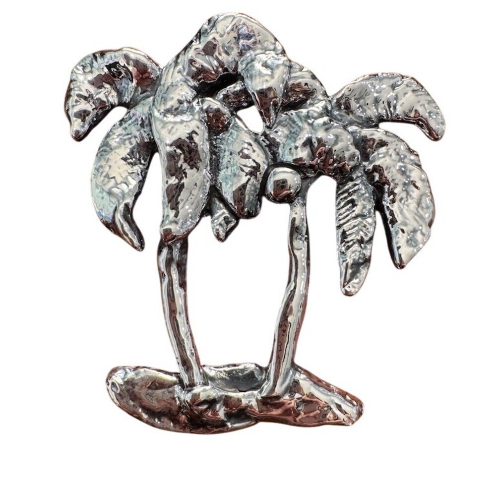 NWT .999 Sterling Silver Palm Tree Island Beach Charm Slide Pendant